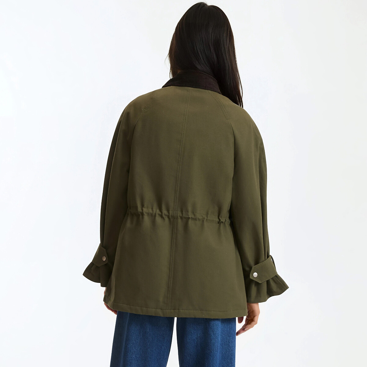 Mid-Length Coat with Zip Fastening khaki green, LA REDOUTE COLLECTIONS