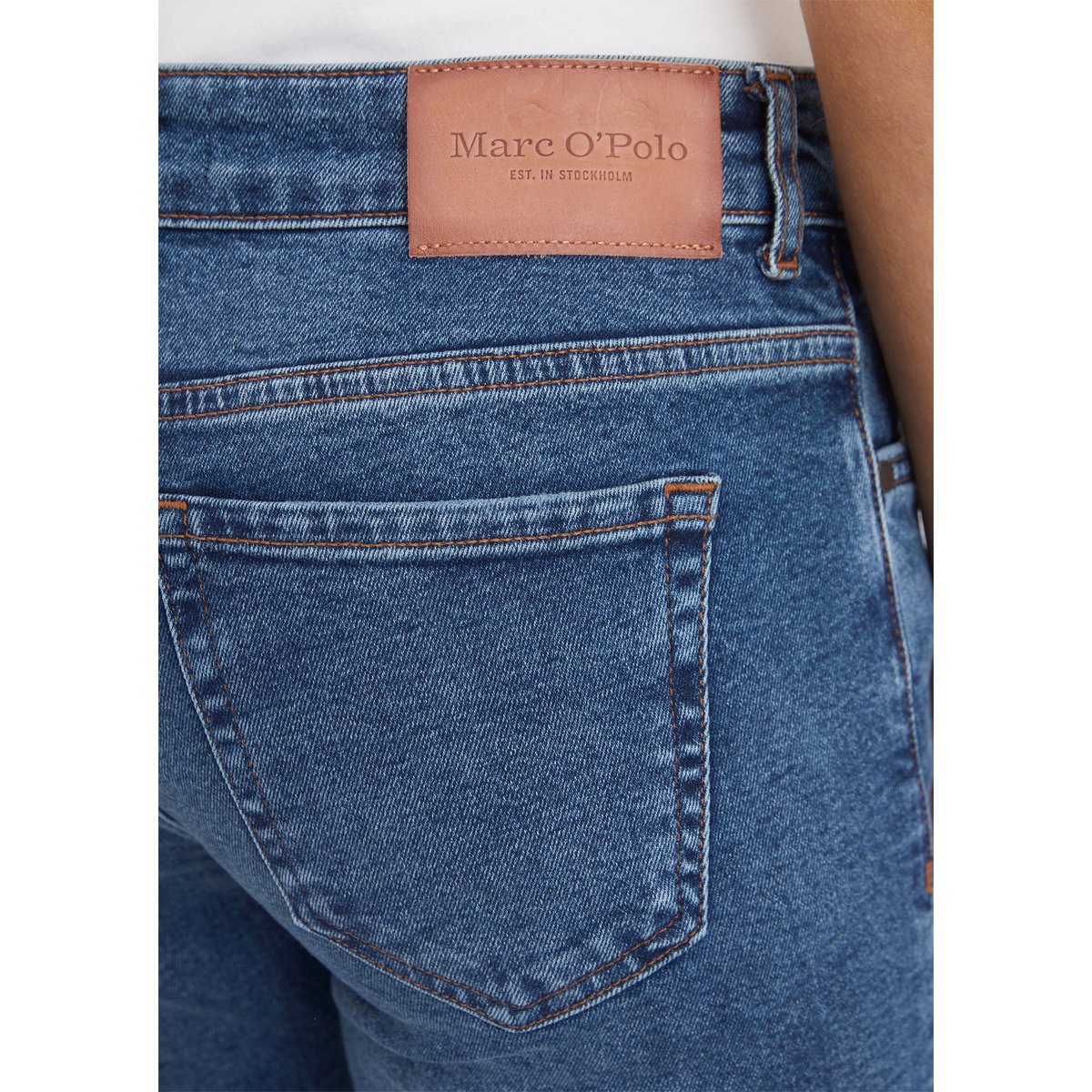 Jeans modèle Alby droit en mélange de coton bio bleu, MARC O'POLO