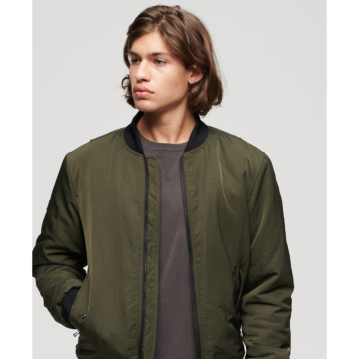 Blouson à capuche vert foncé, SUPERDRY