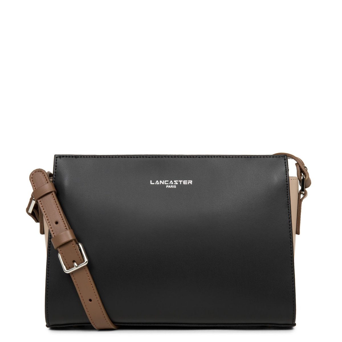 Petit sac trotteur, Made in France SMOOTH noir - nude - vison, LANCASTER