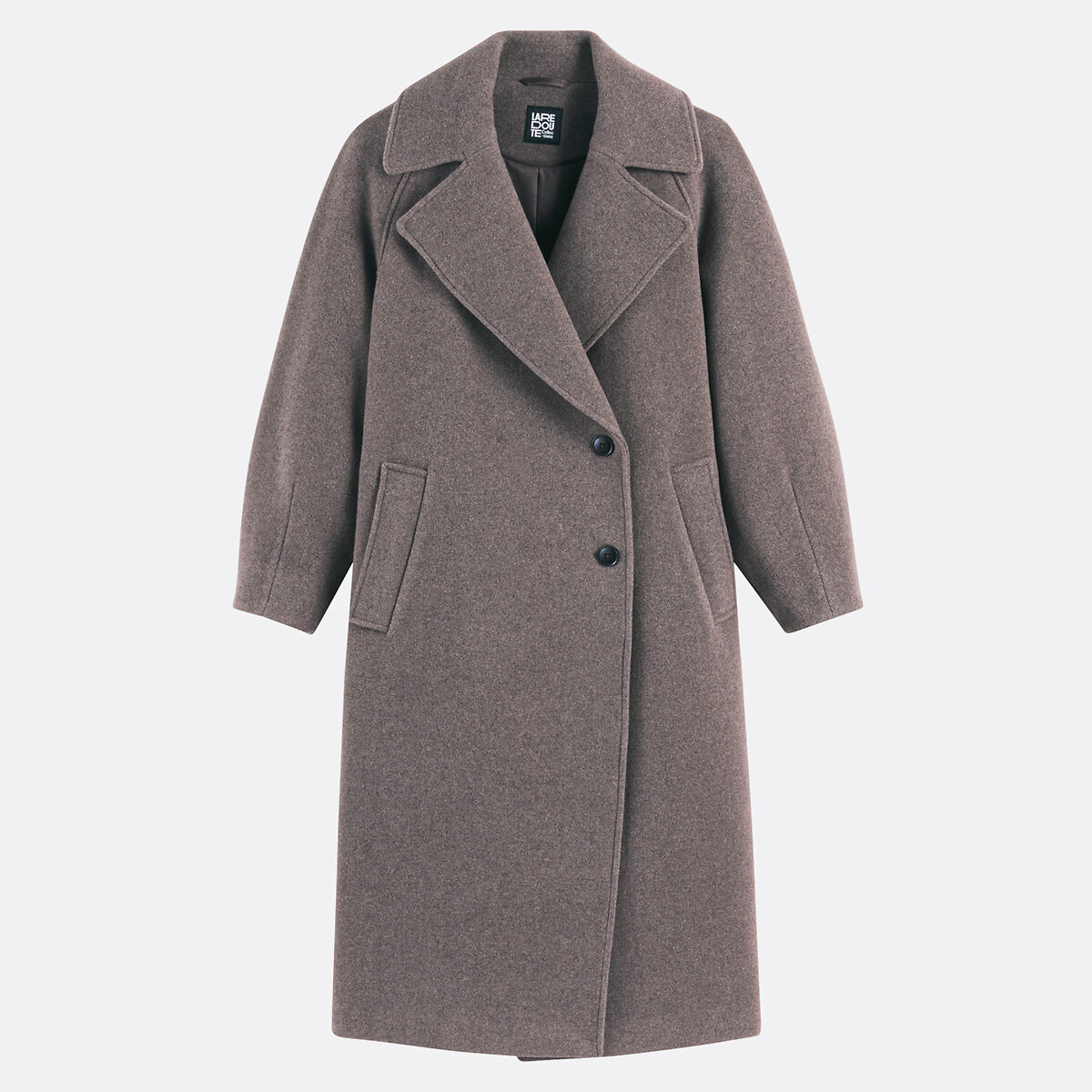 Manteau long fermeture asymétrique, laine mélangée marron taupe, LA REDOUTE COLLECTIONS