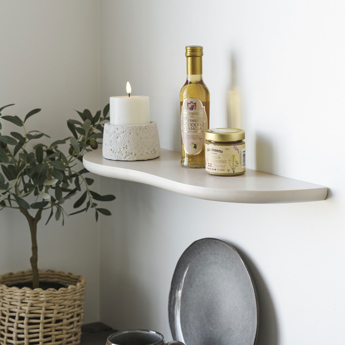 Étagère murale en bois L57cm- BOTTA beige, HOUSE NORDIC