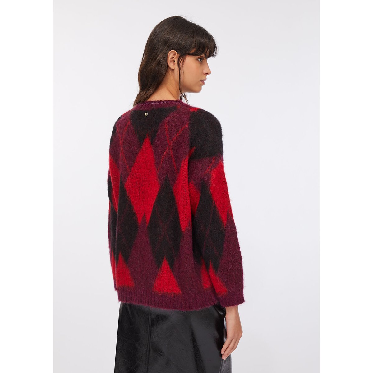 Pull à losanges en laine et alpaga rouge, LIU JO