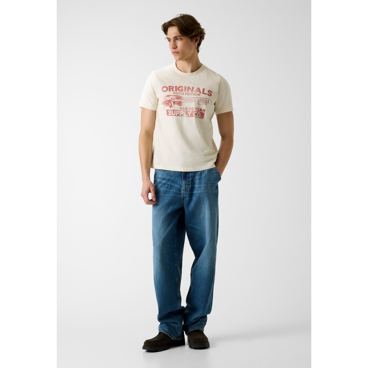 T-Shirt Imprimé crème, GUESS JEANS