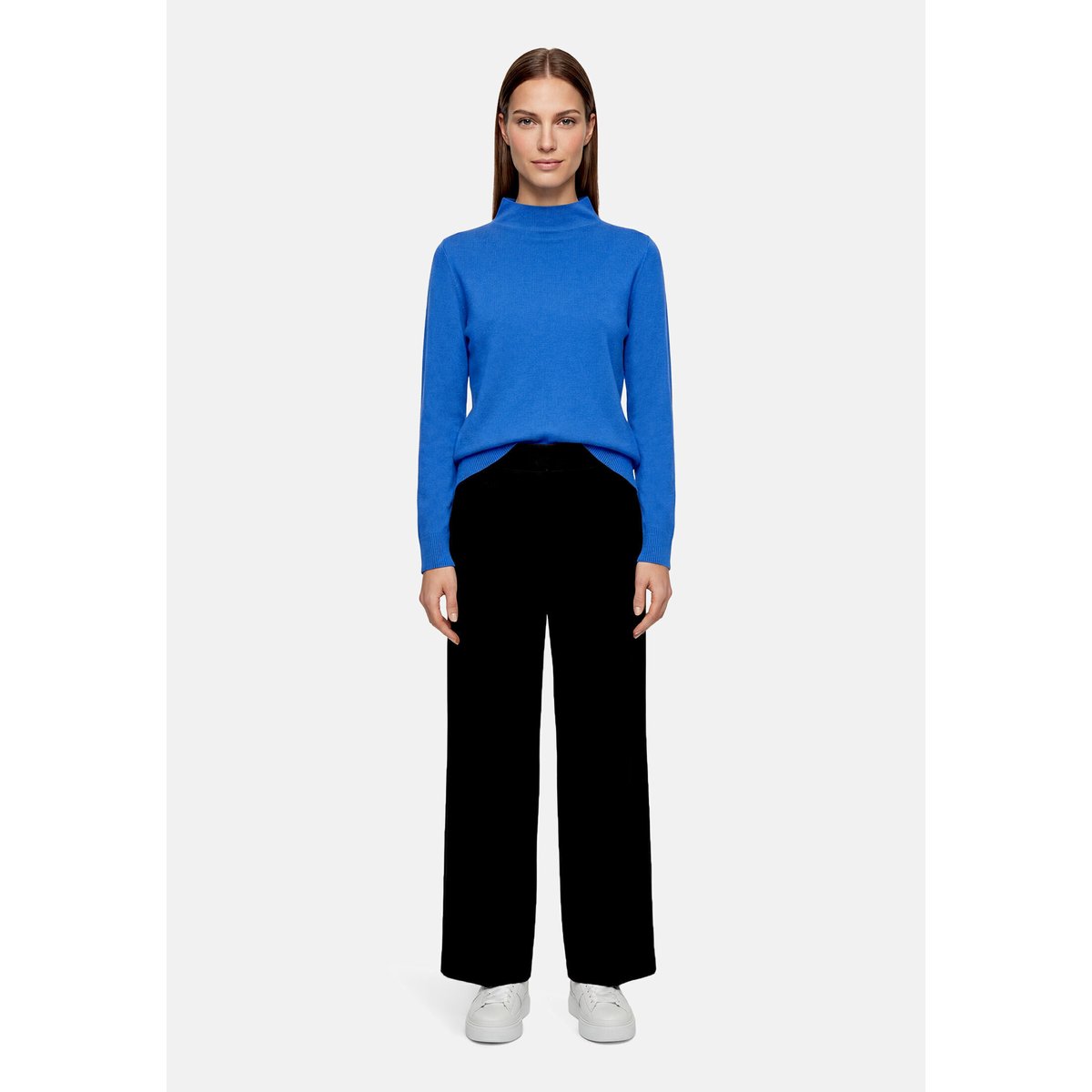 Pull-over en maille basique à col droit electric blue, BETTY BARCLAY