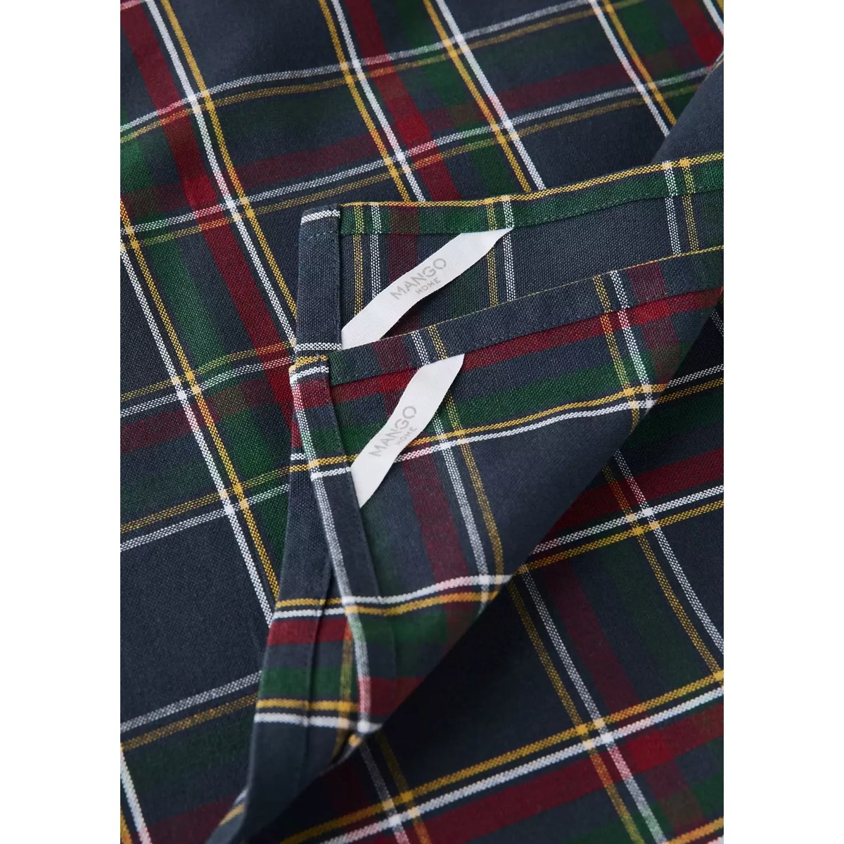 Lot de 2 torchons de cuisine à carreaux tartan bleu, MANGO HOME