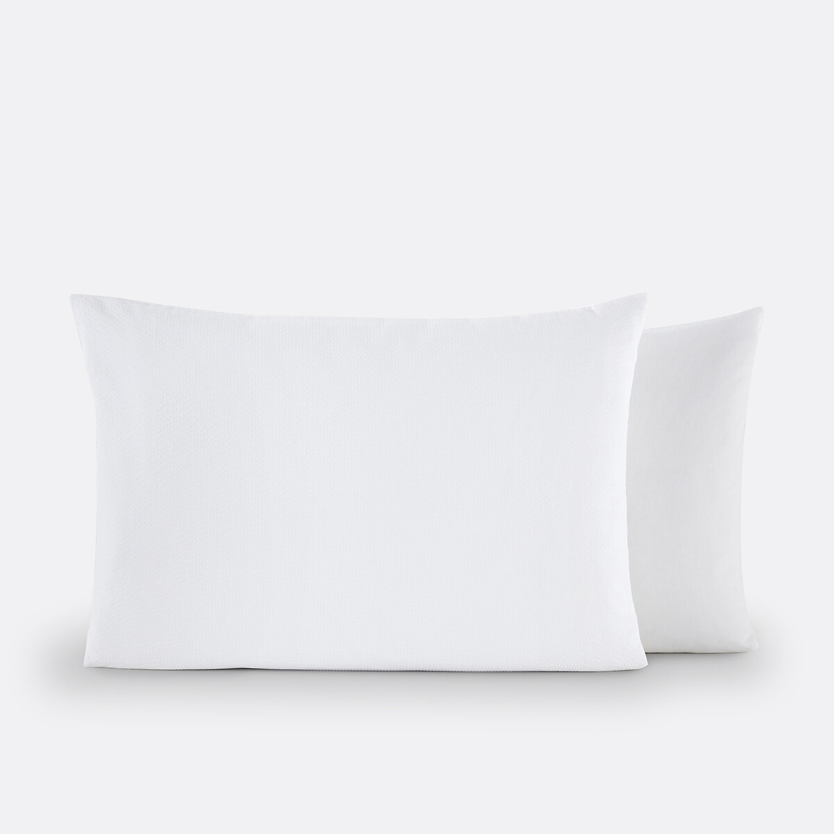 Taie d'oreiller coton et coton lavé, Seersucker blanc, LA REDOUTE INTERIEURS
