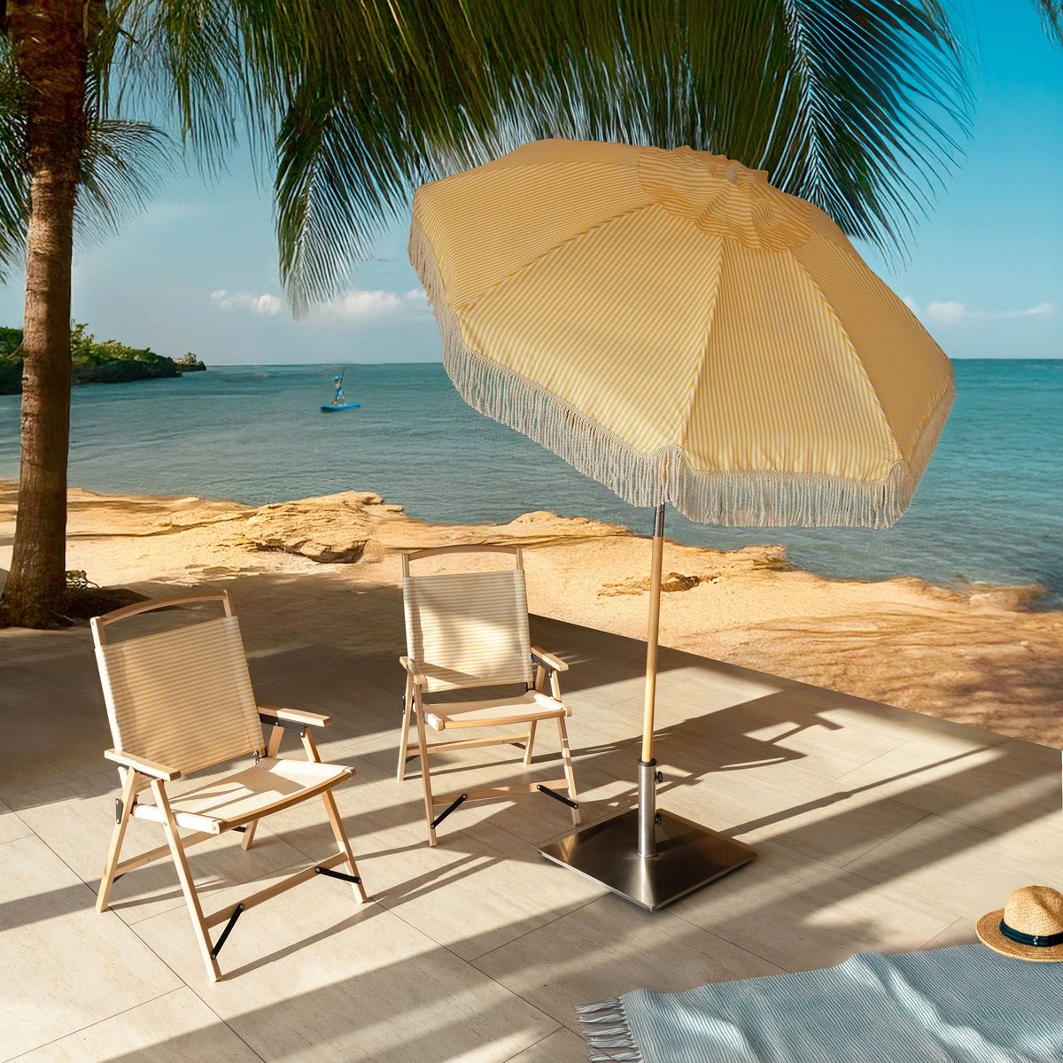 Chaise de plage en toile à rayures, PLAYA jaune, NOW'S HOME
