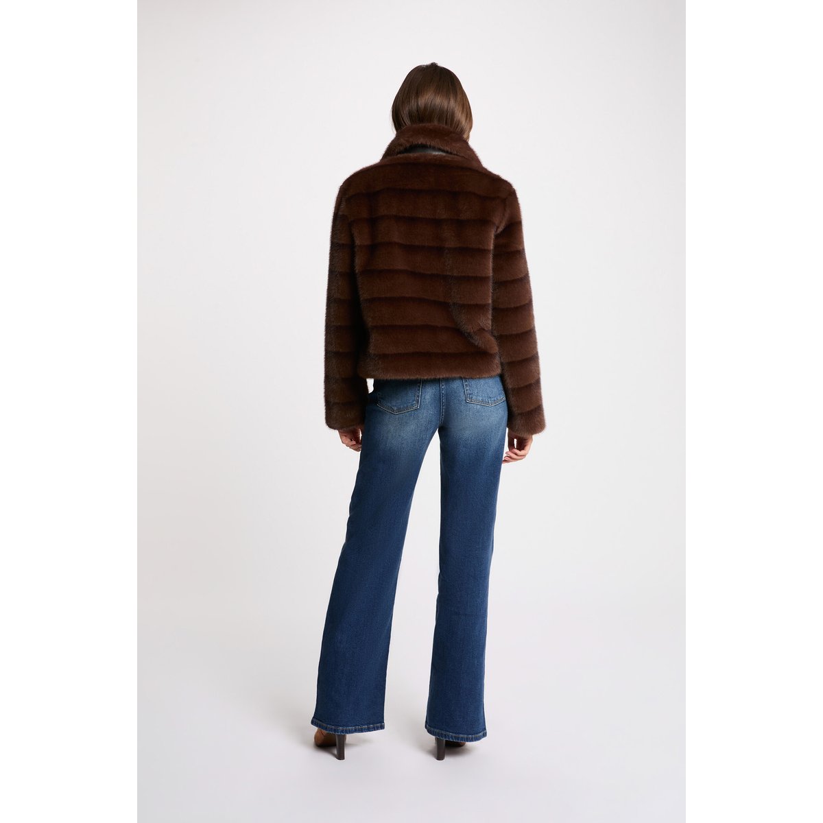 Manteau court marron, MORGAN