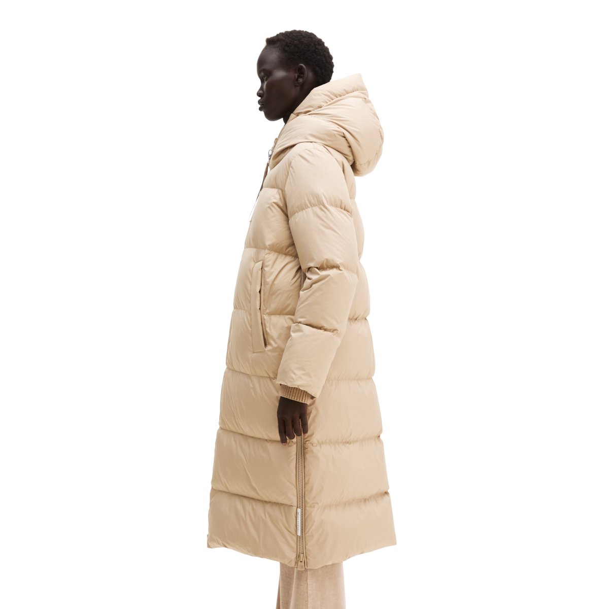 Manteau à capuche matelassé en duvet, coupe régulière à partir de matériaux recyclés beige, MARC O'POLO