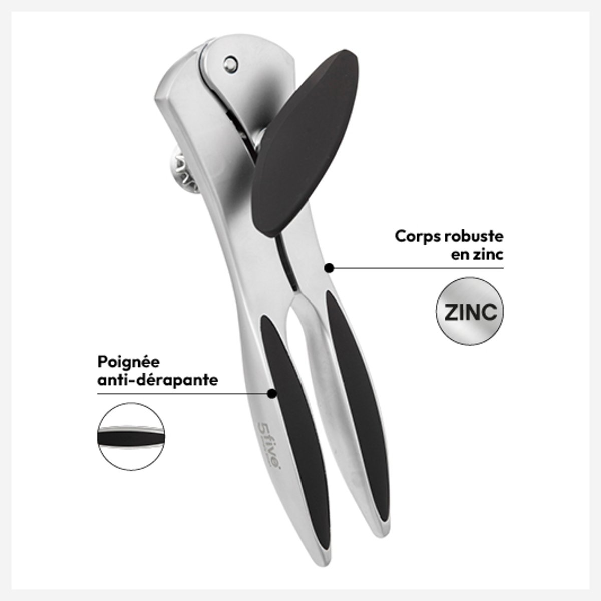 Ouvre-boîte manuel SILVER PRO grey, 5FIVE SIMPLY SMART