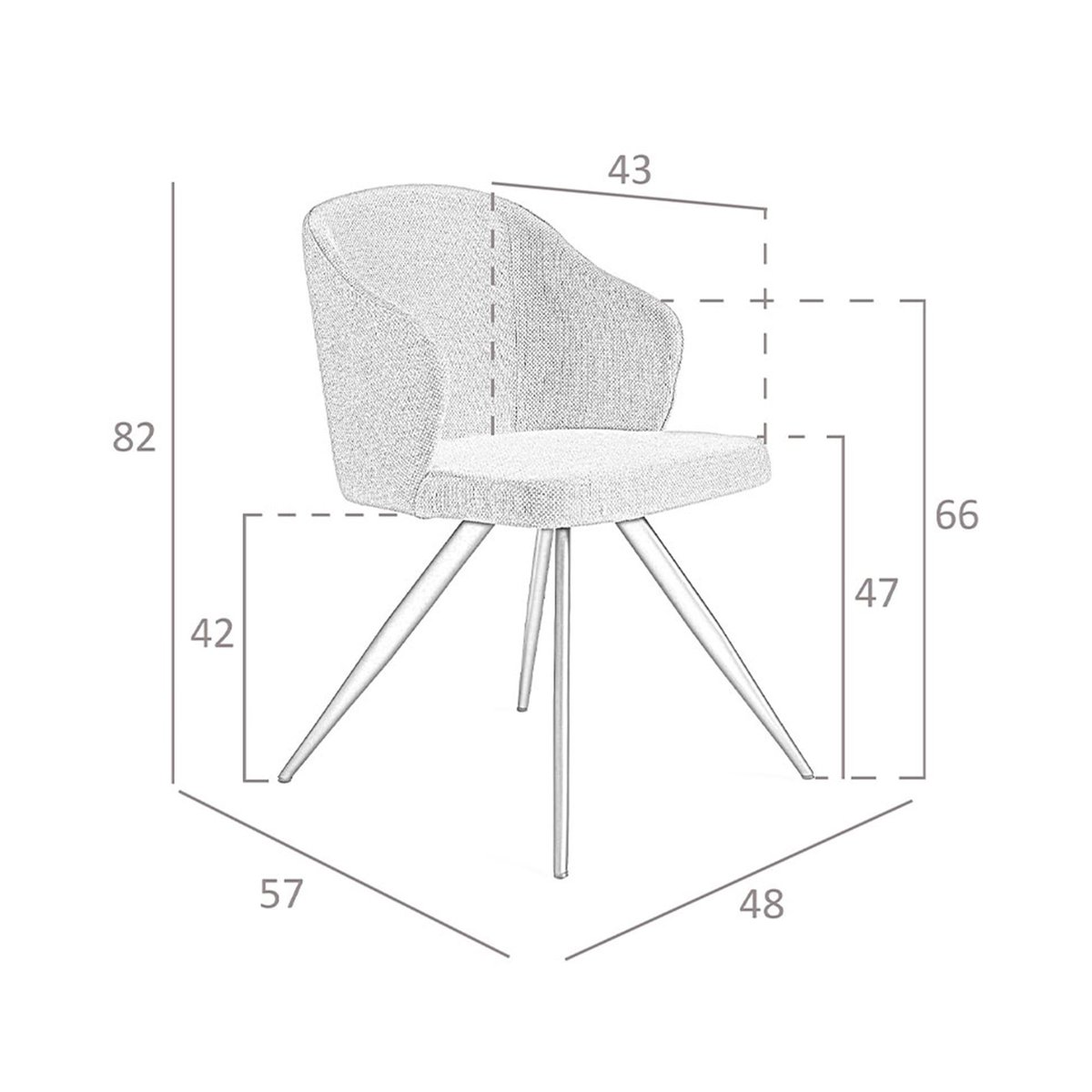 Chaise en tissu gris grey | black, ANGEL CERDA
