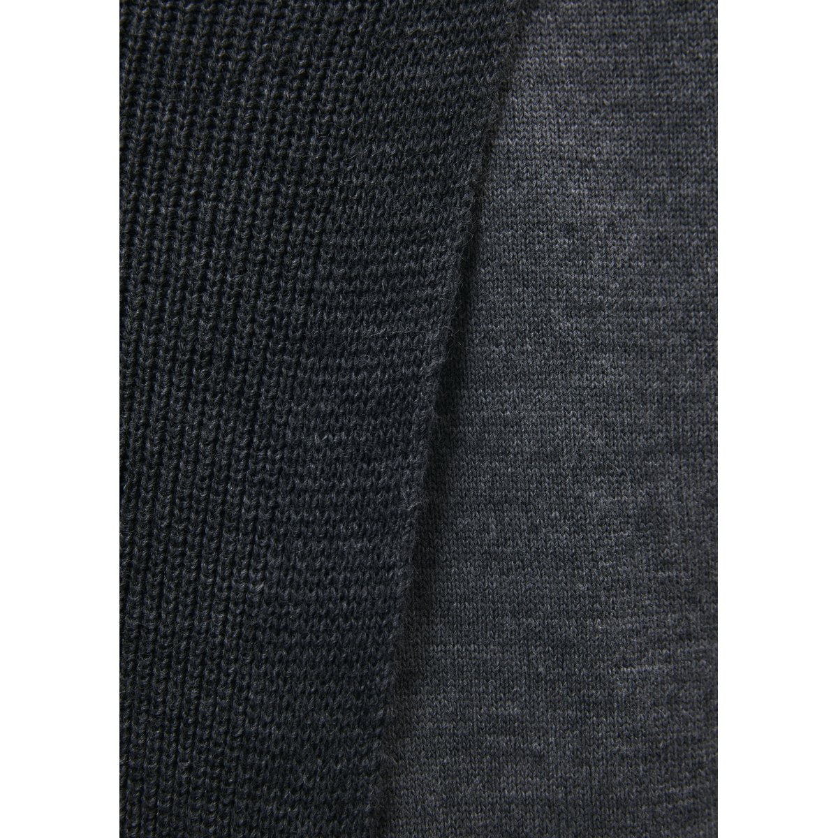 Pull en maille côtelée col rond gris chine, HUMILITY