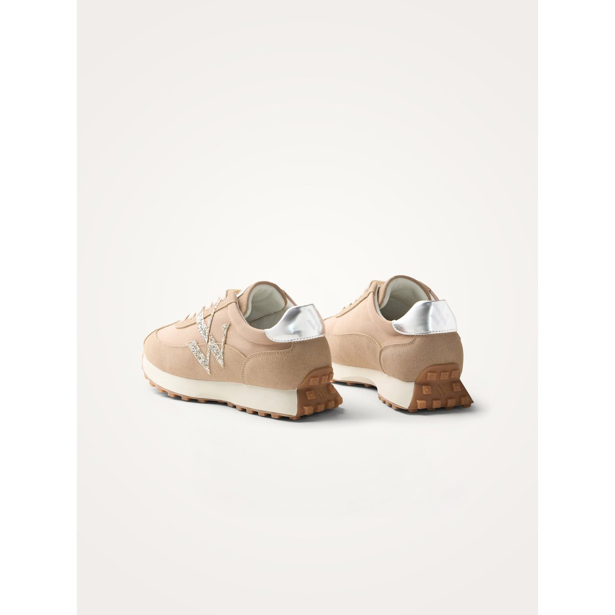 Baskets monogramme à lacets avec semelle running FLOW Initials beige, VANESSA WU