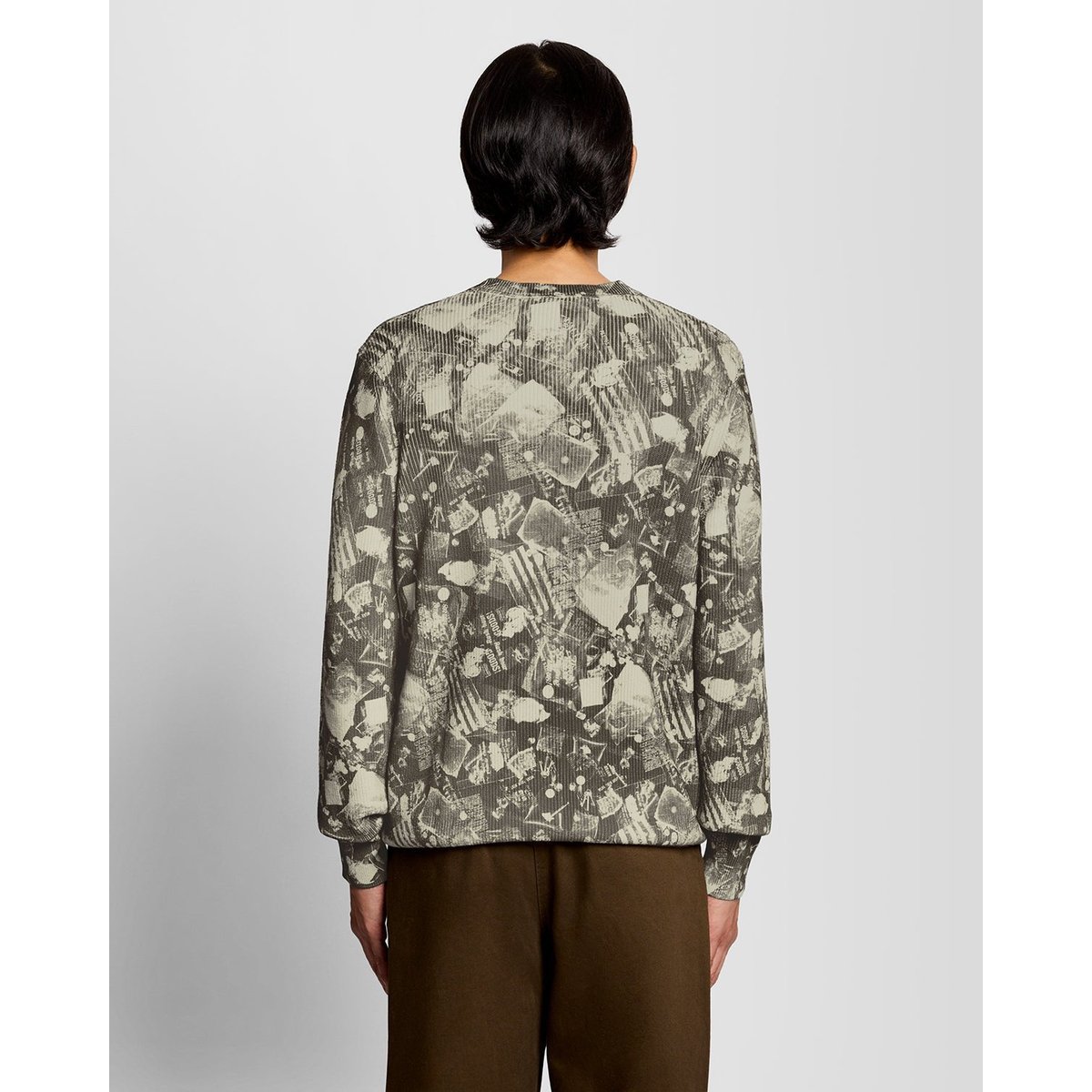 Pull imprimé col rond gris froid, LYLE & SCOTT