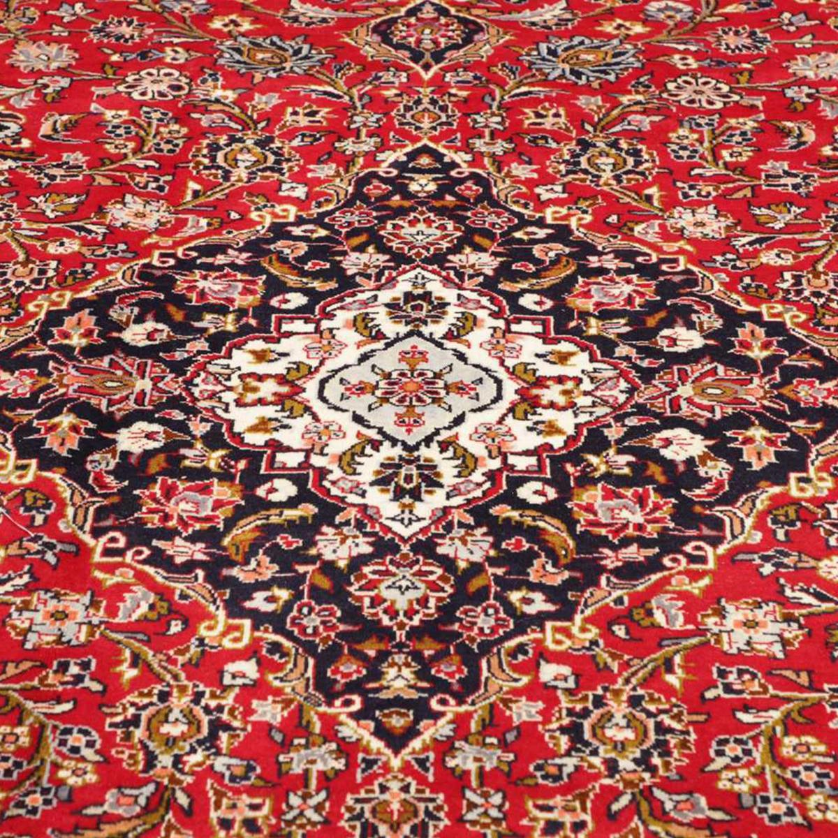 Tapis d'orient au motif oriental, noué à la main en laine, ARDAKAN 9 rouge, beige, bleu, UN AMOUR DE TAPIS