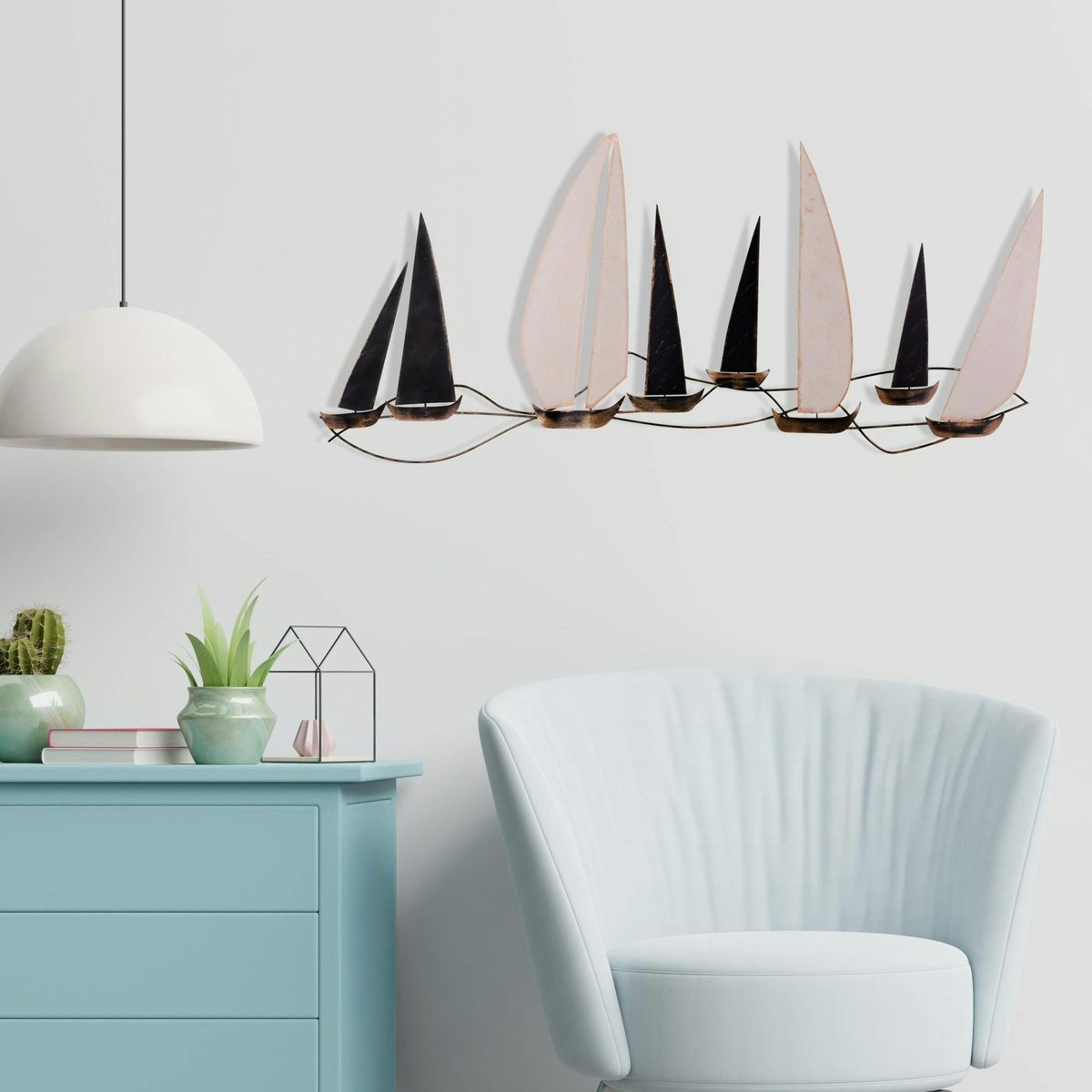 Décoration murale marine en métal – bateaux noirs et blancs noir, PIER IMPORT