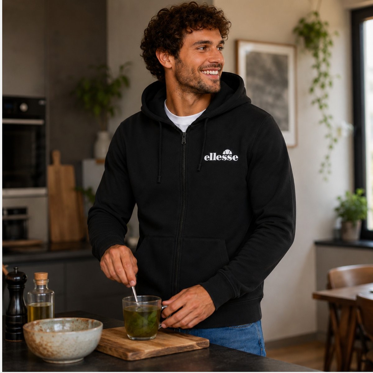 Veste zippée à capuche, manches longues STREETWEAR noir, ELLESSE