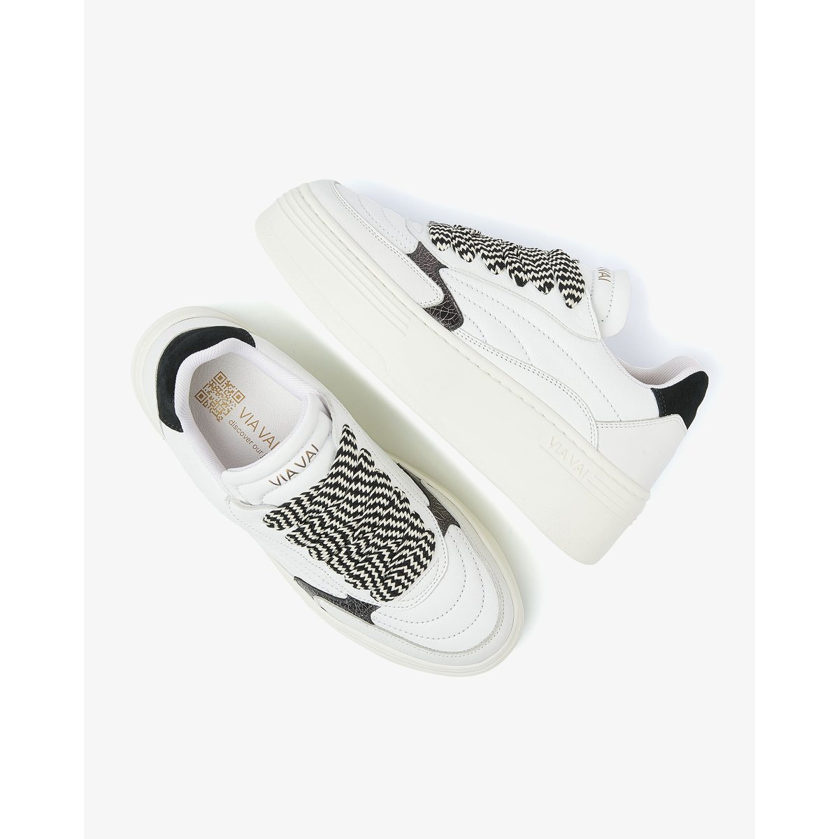 Baskets en cuir ISA JOSIE noir blanc, VIA VAI