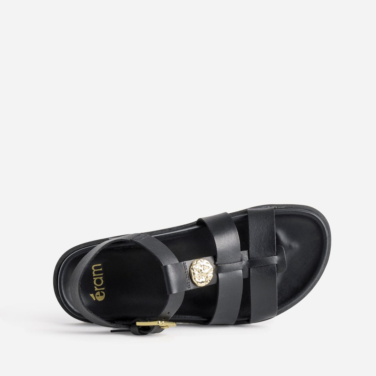 Sandale Plate en cuir SAKINA noir, ERAM
