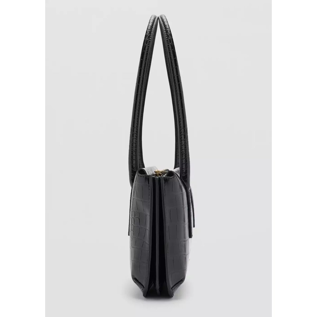 Sac verni effet croco noir, MANGO