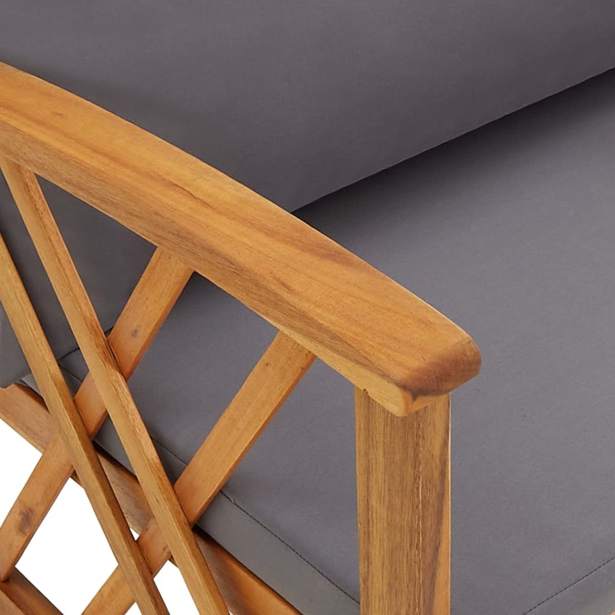 Lot de 2 chaises de jardin en bois avec coussins gris, HOME MAISON