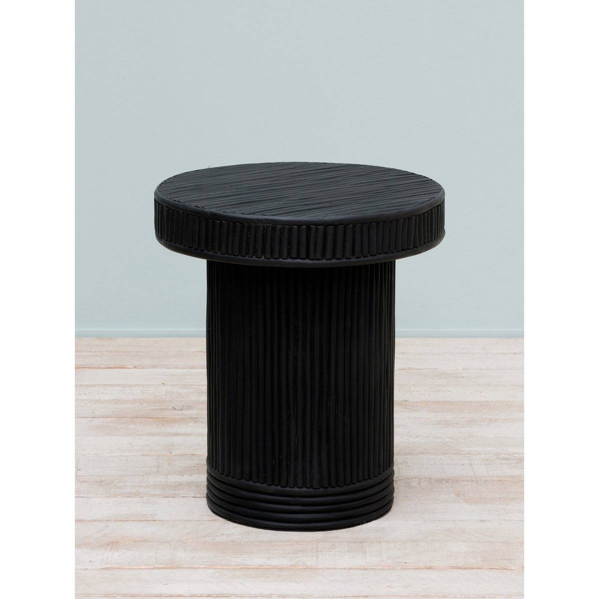 Table d'appoint en rotin BARBADE noir, CHEHOMA