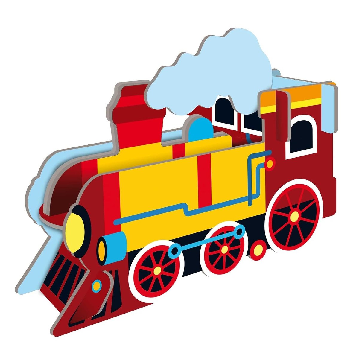 Livre et puzzle Les trains bleu marine, SASSI JUNIOR