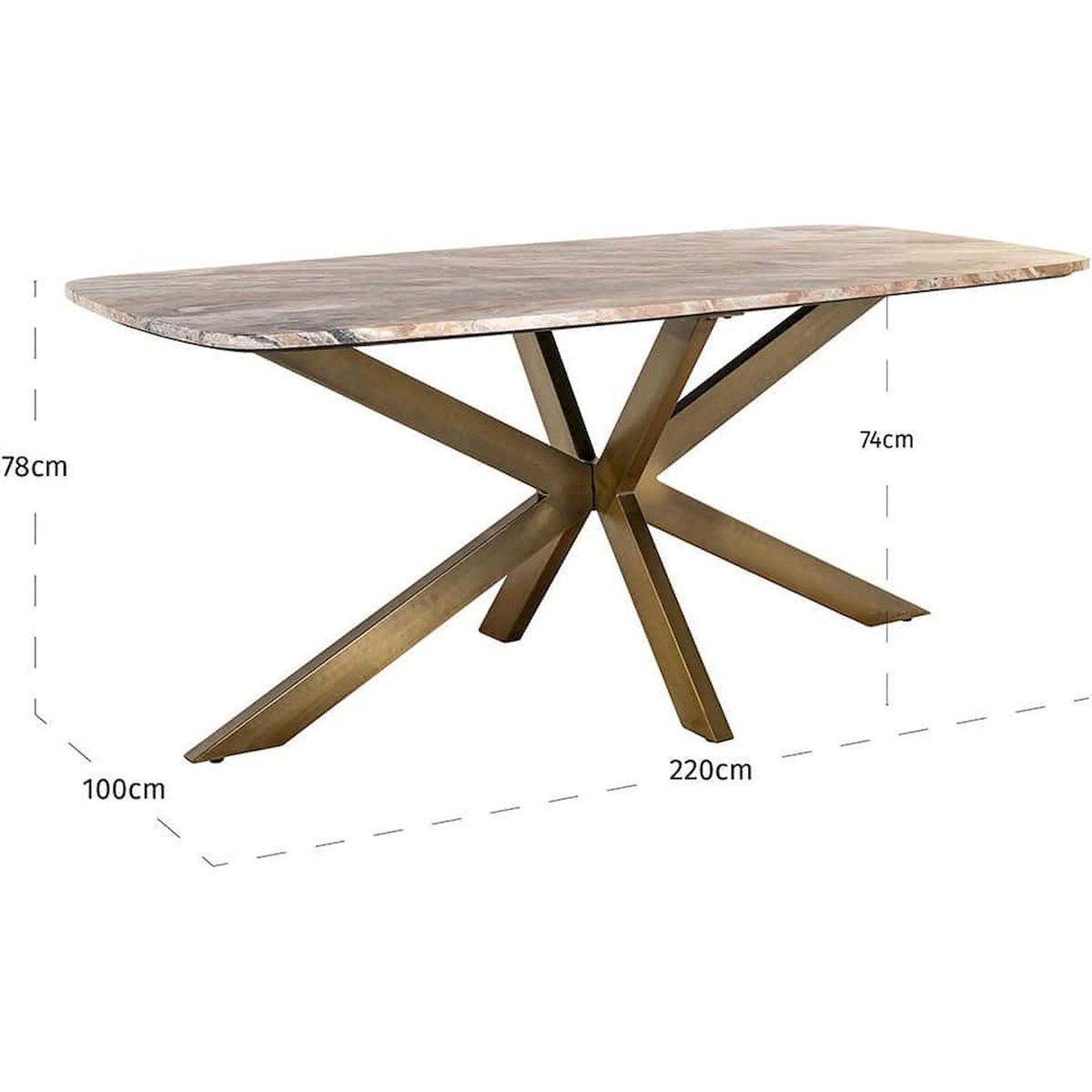 Table à manger ovale en marbre et laiton marbre blanc et laiton brossé, RECOLLECTION