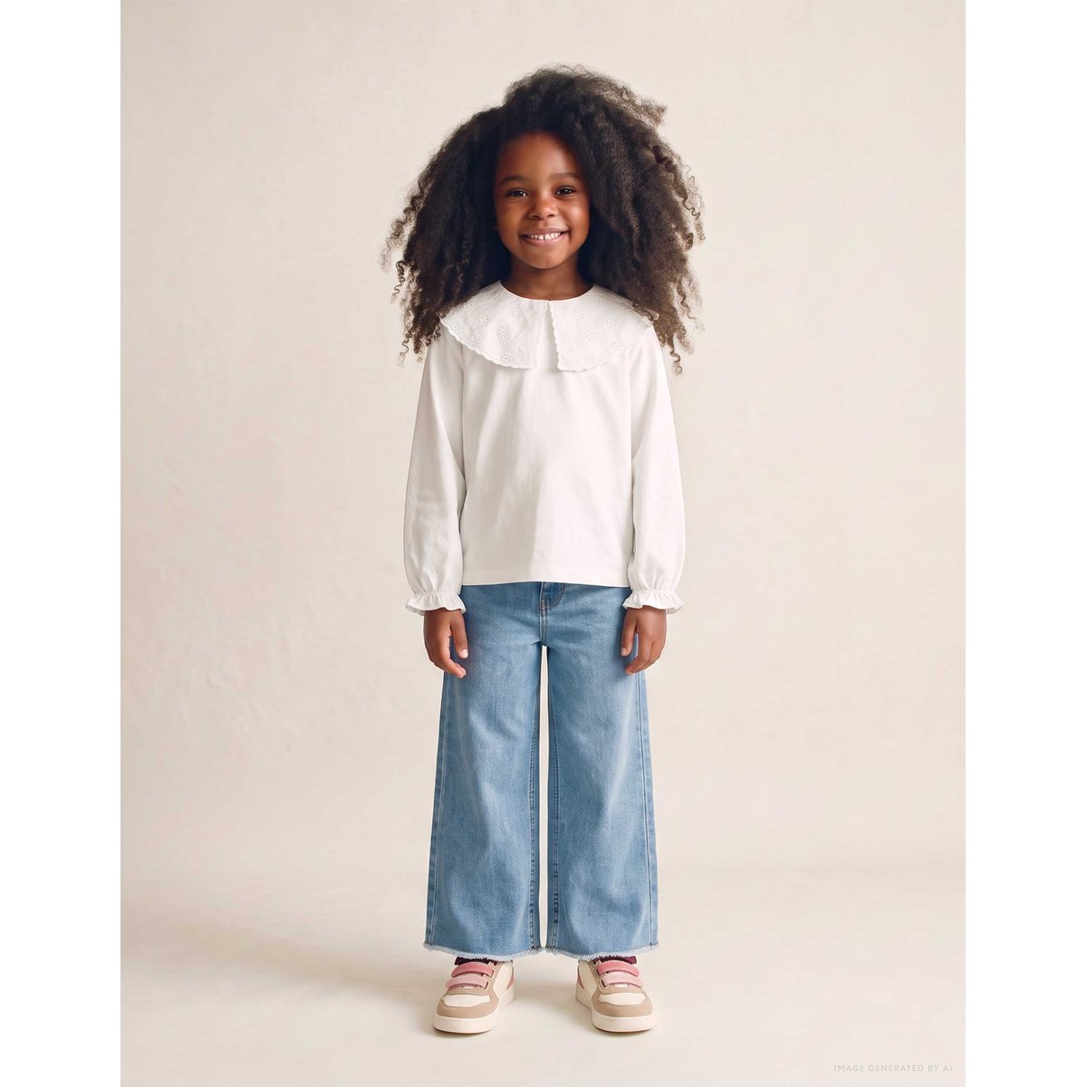 T-shirt en coton avec maxi col en broderie anglaise blanc, ZIPPY