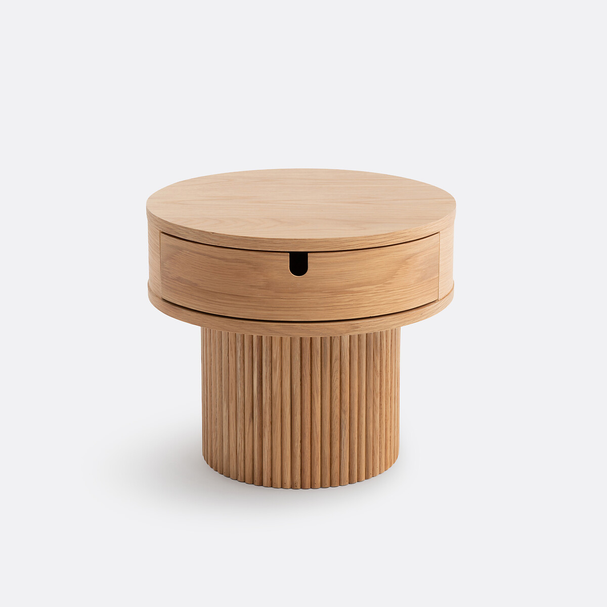 Tamita 1-Drawer Fluted Base Bedside Table natural oak veneer, LA REDOUTE INTERIEURS