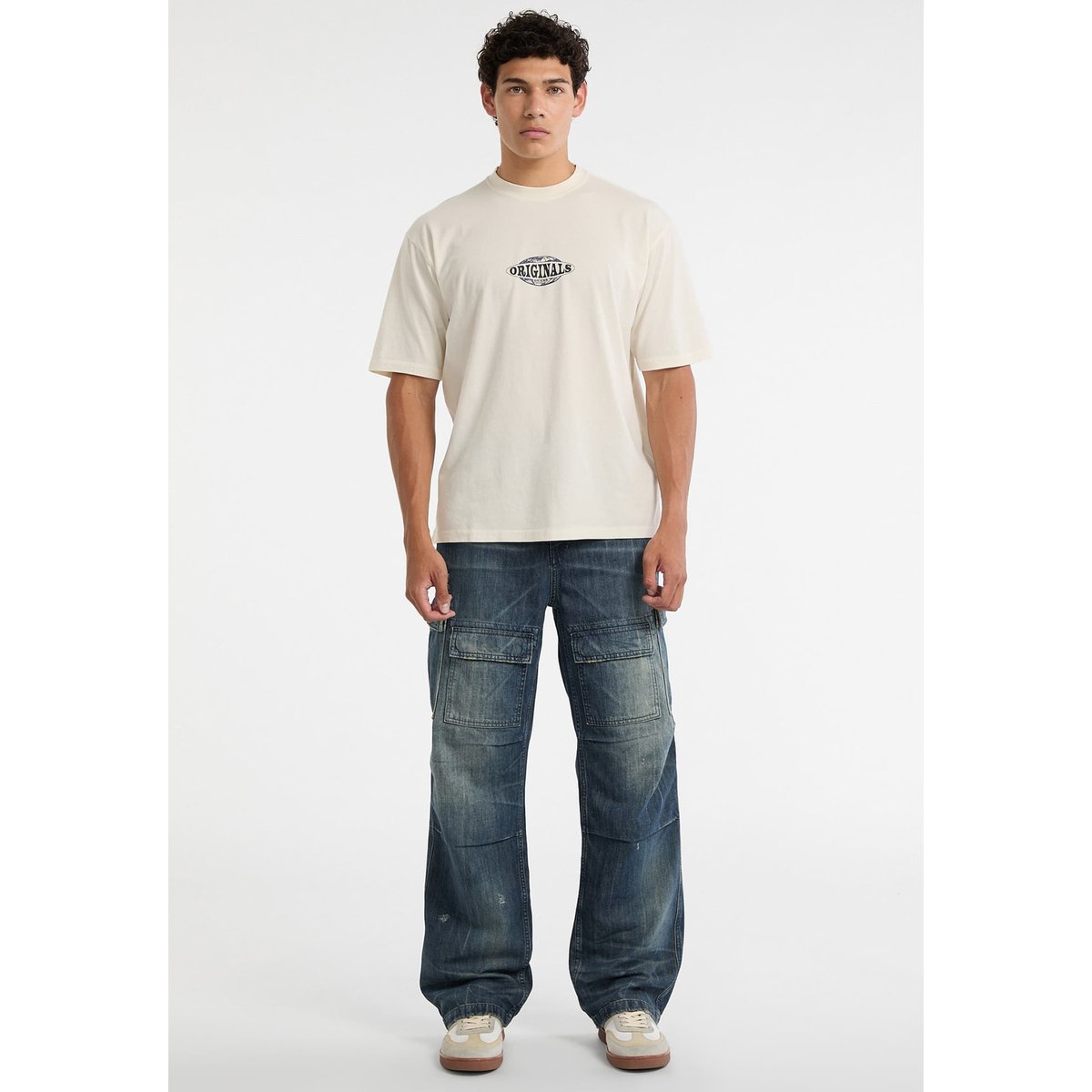 T-Shirt Logo Imprimé crème, GUESS JEANS