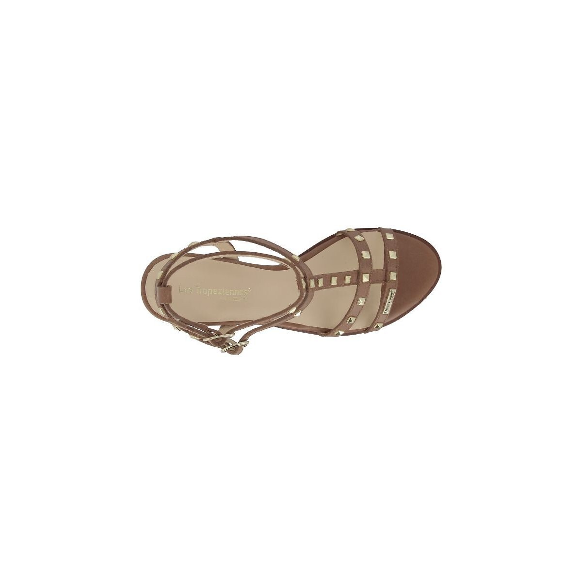 Leren sandalen met hak Linalie tan, LES TROPEZIENNES PAR M.BELARBI