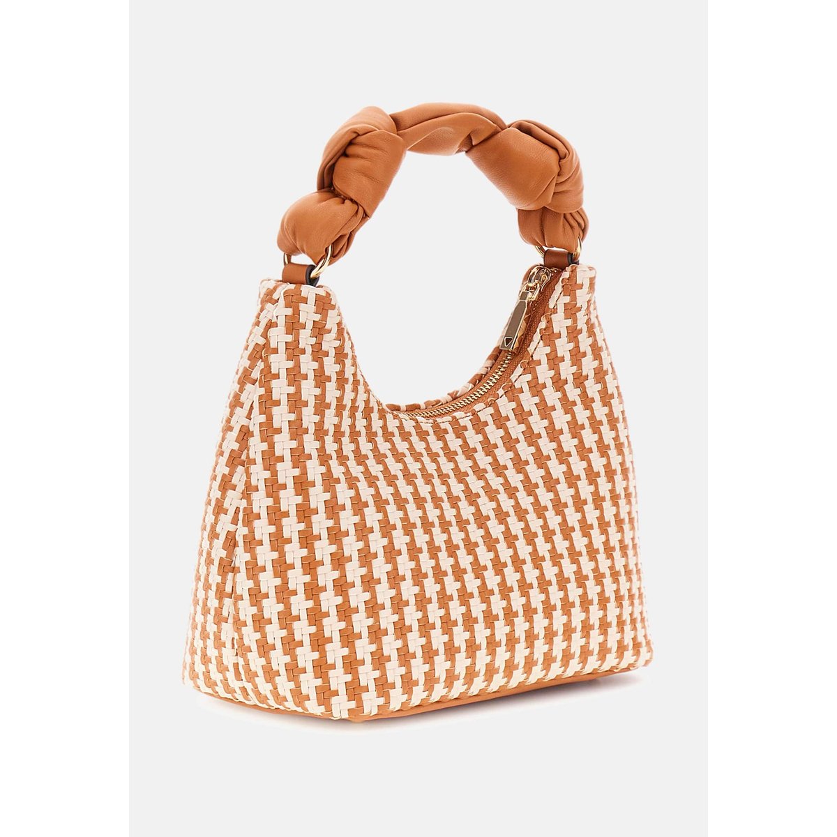 Mini Sac Hobo Mirema Tressé marron multi, GUESS