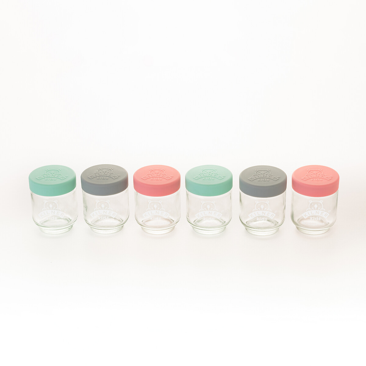 Set of 6 190ml Kids Jars with Silicon Lids glass, KILNER
