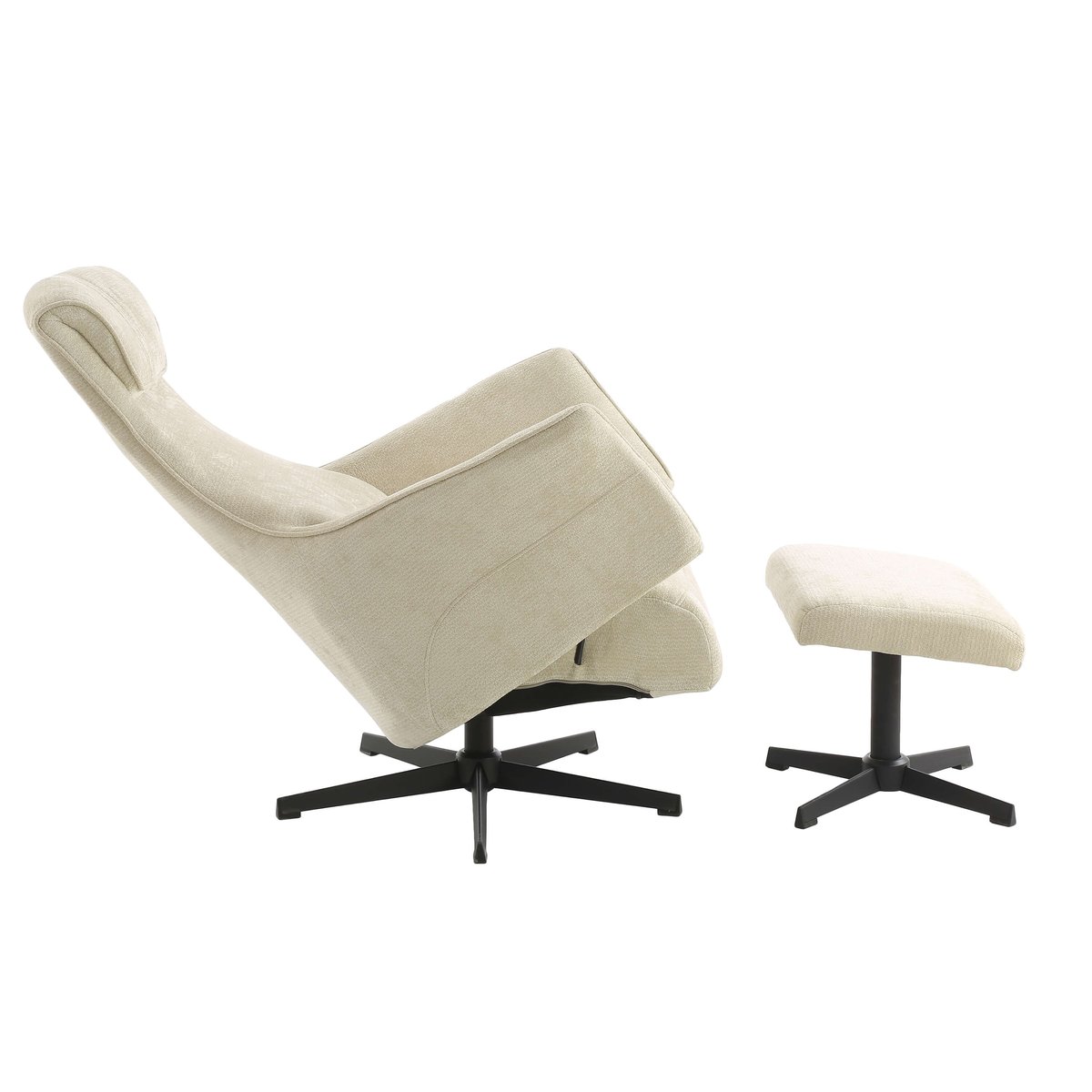 Fauteuil relax + repose-pieds tissu RIGEL beige, BAÏTA