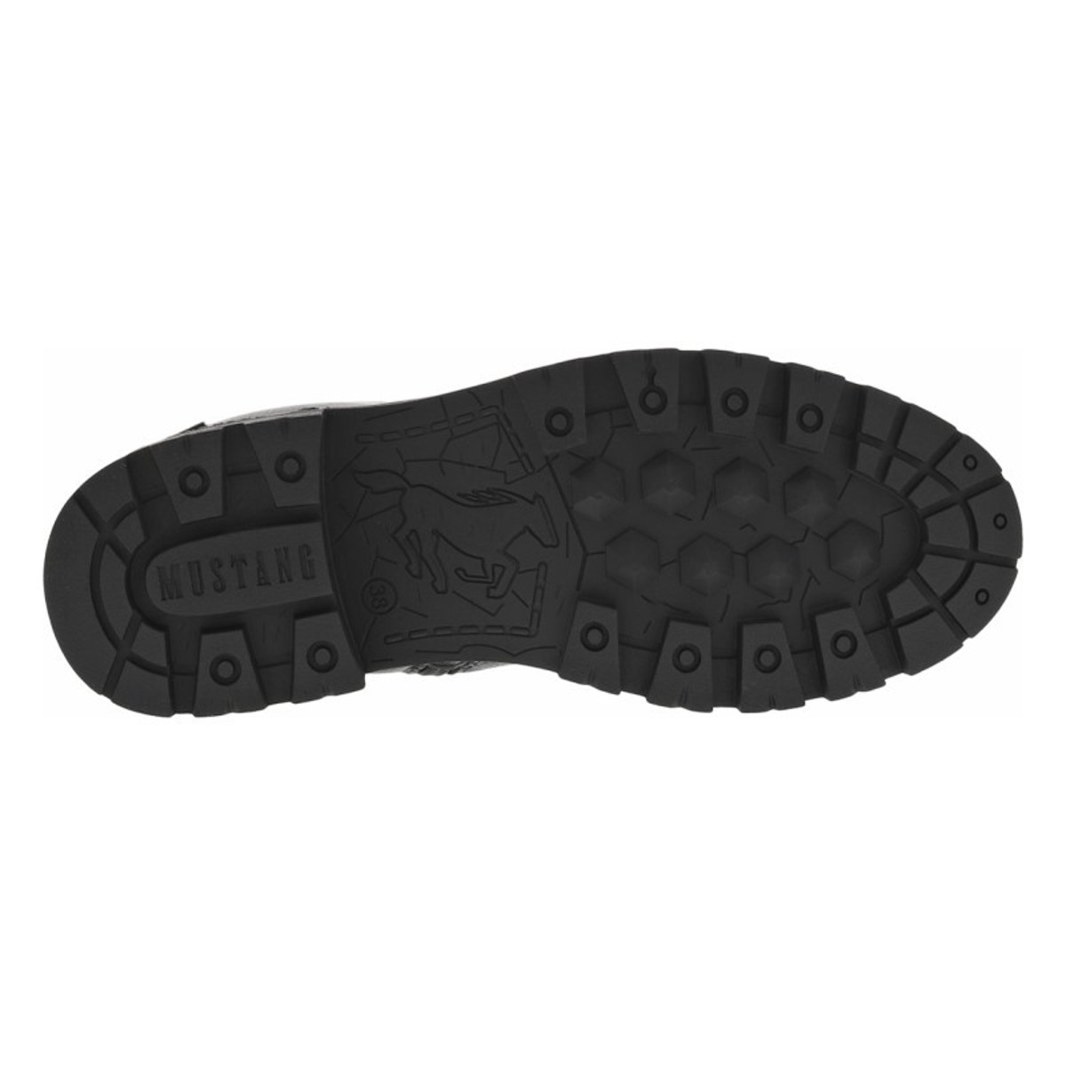 Bottines noires à talon décroché bas avec un zip et des lacets ronds noires, MUSTANG