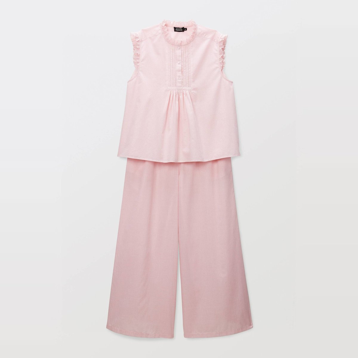 Pyjama uni à manches longues avec détail plastron en coton BIO blanc, MONOPRIX