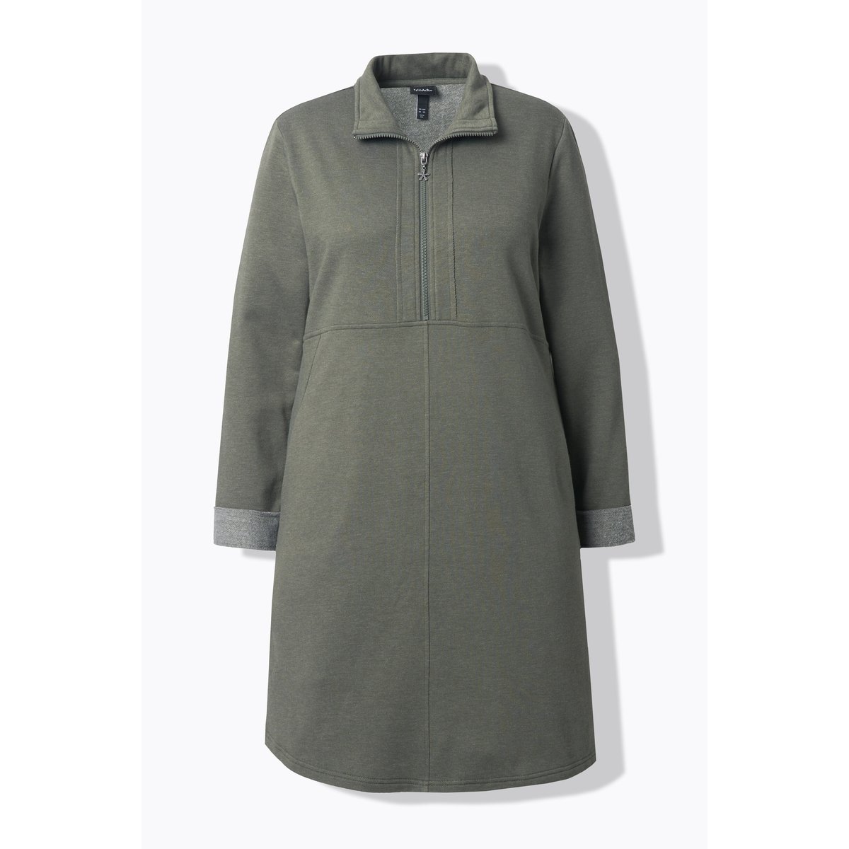 Robe évasée en molleton, à col camionneur gris olive, ULLA POPKEN