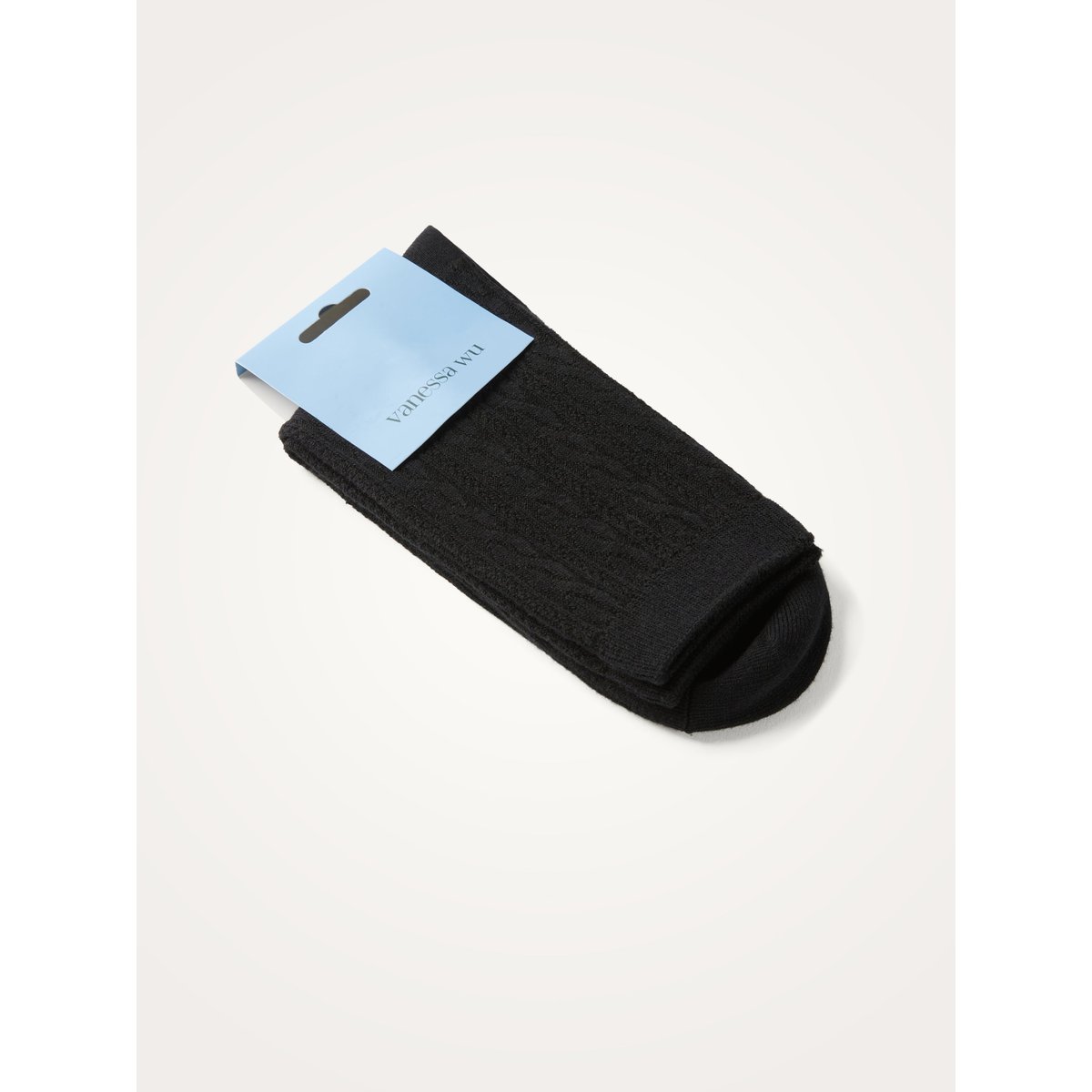 Chaussettes en côtelé tressé TOKYO Low noir, VANESSA WU