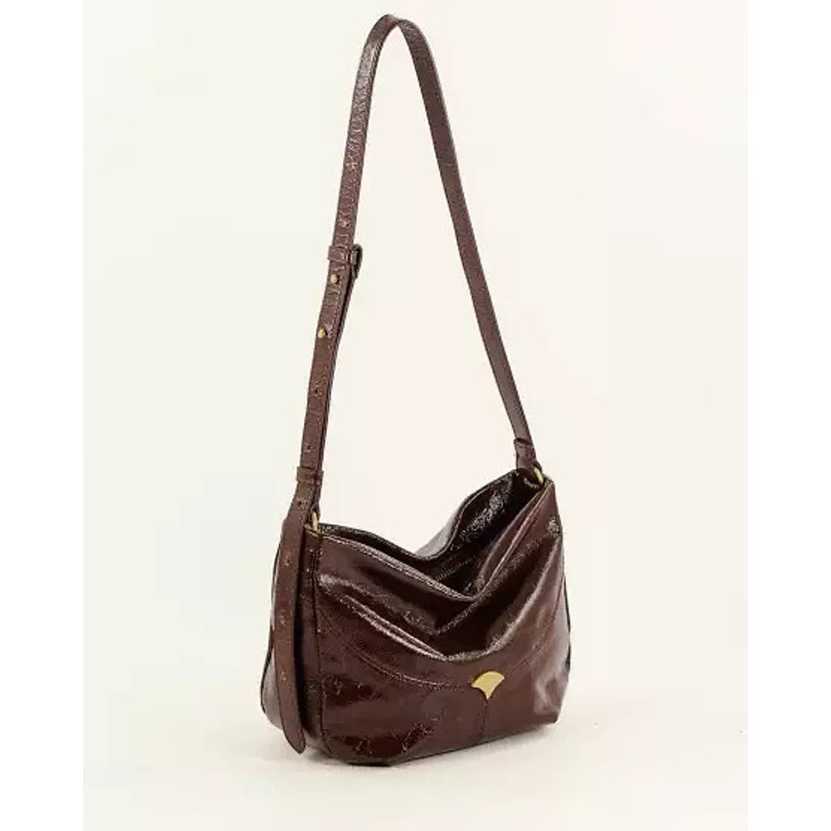 Sac bandoulière en cuir verni, DIVILIO S moka, SESSUN
