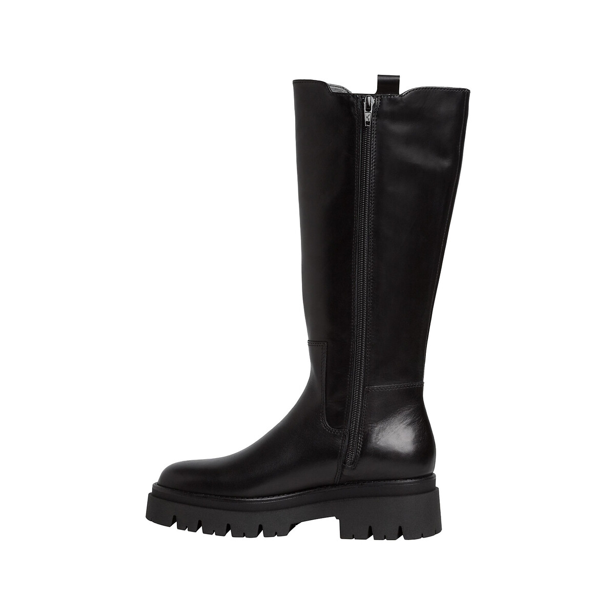Bottes plates élastiquées en cuir noir, TAMARIS