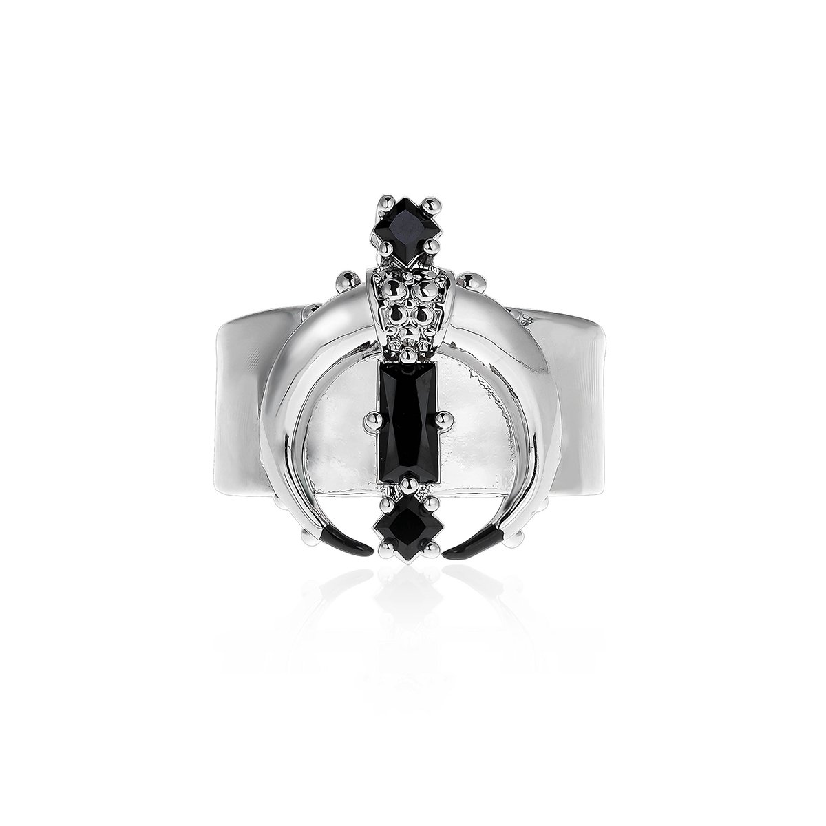 Bague réglable cabochon lune RIM argenté, HIPANEMA