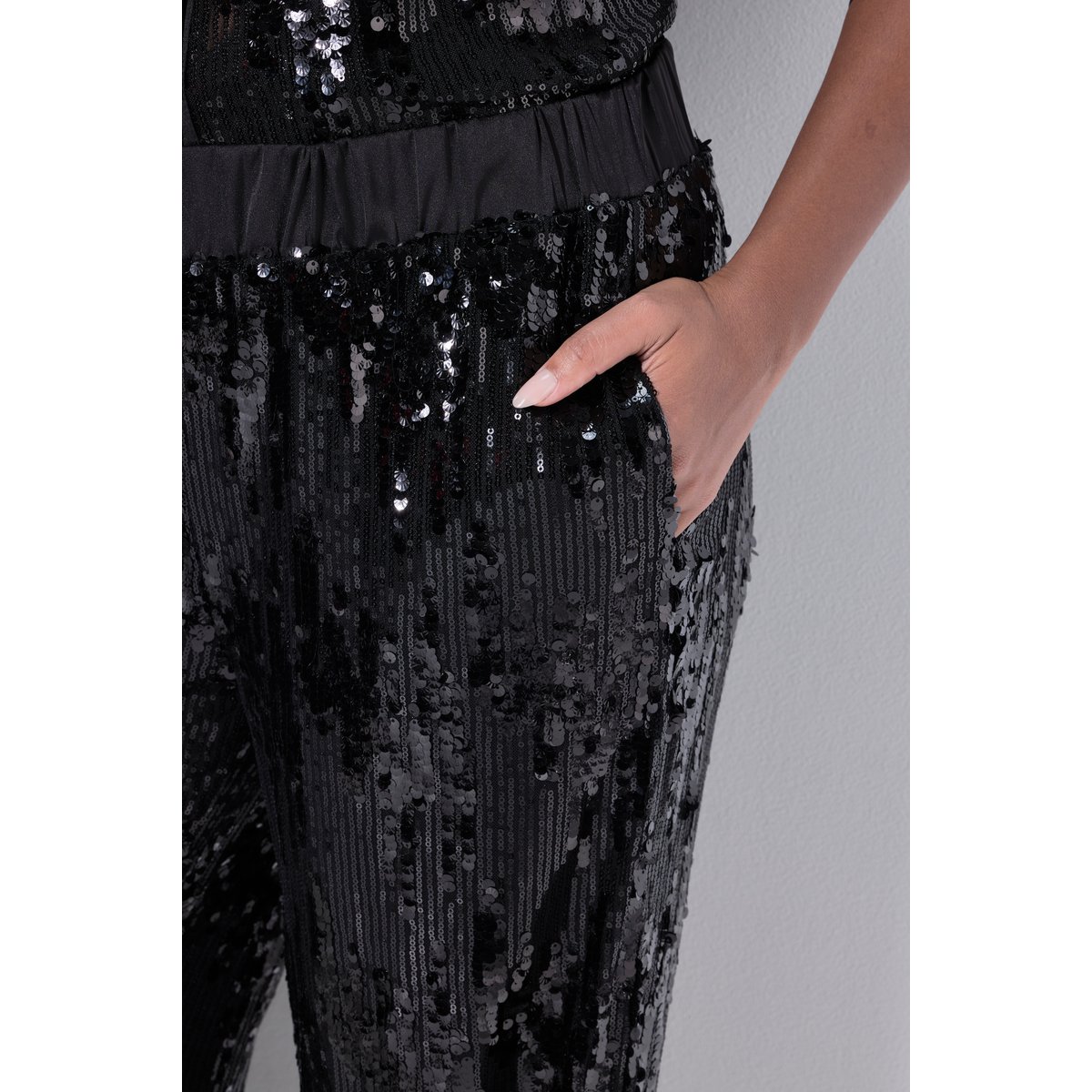 Pantalon large à sequins noir, ULLA POPKEN