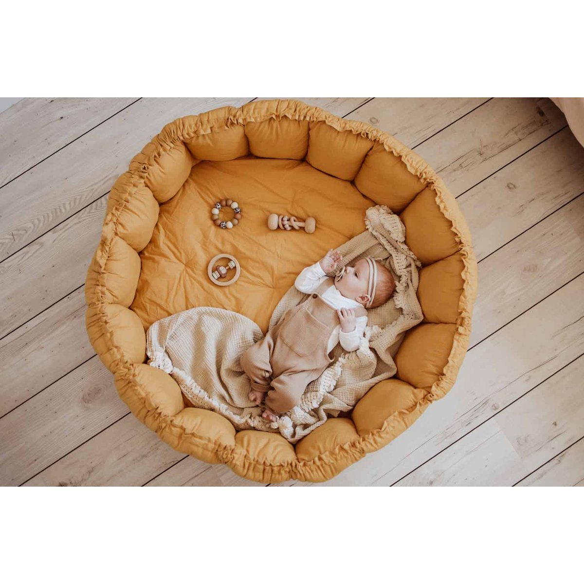 Tapis de jeu 3 en 1 Organic Coco jaune moutarde, PLAY&GO