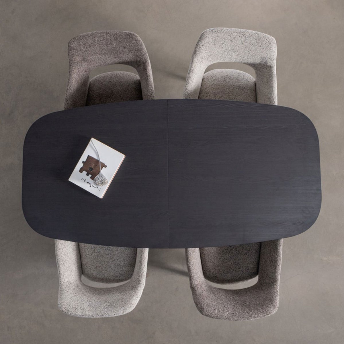 Table à manger extensible ovale 8 à 10 personnes en bois et métal- ARROS noir, WOOOD