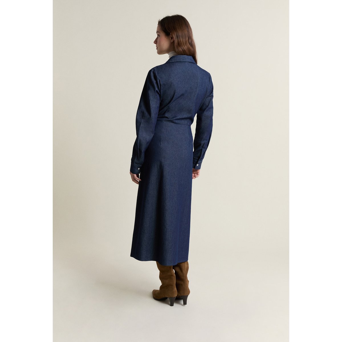 Robe longue en coton cache-coeur HARIA bleu royal, ETAM