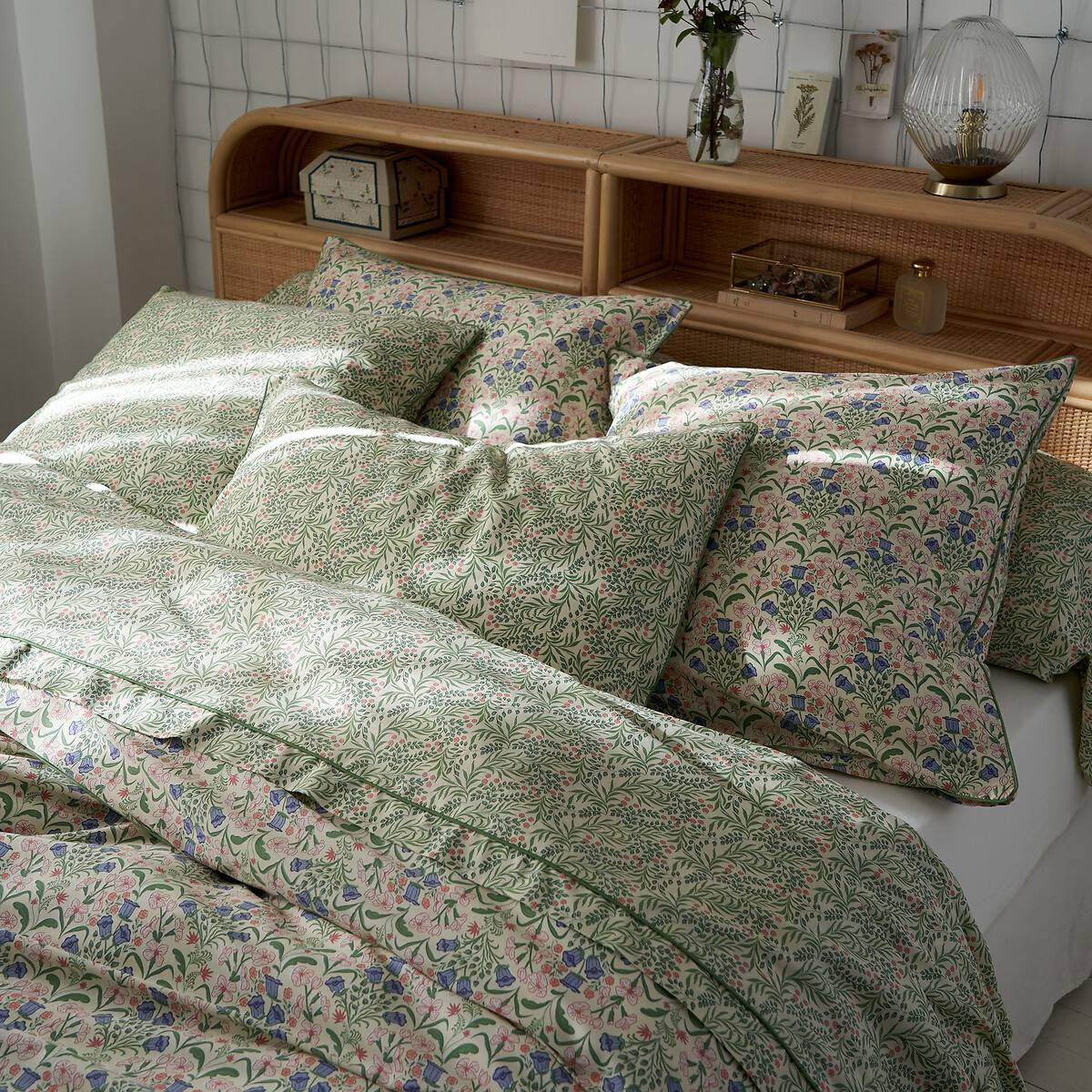 Housse de couette satin de coton, Lizbeth imprimé floral, LA REDOUTE INTERIEURS