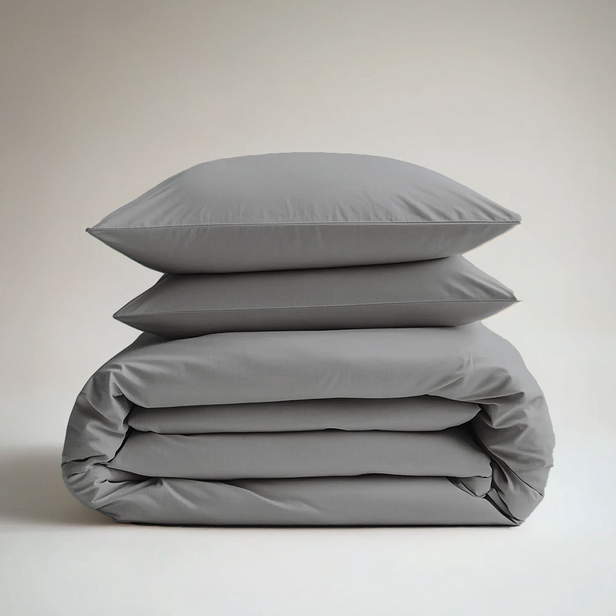 Lot de 2 taies d'oreiller Percale de coton thermorégulée gris clair, DODO