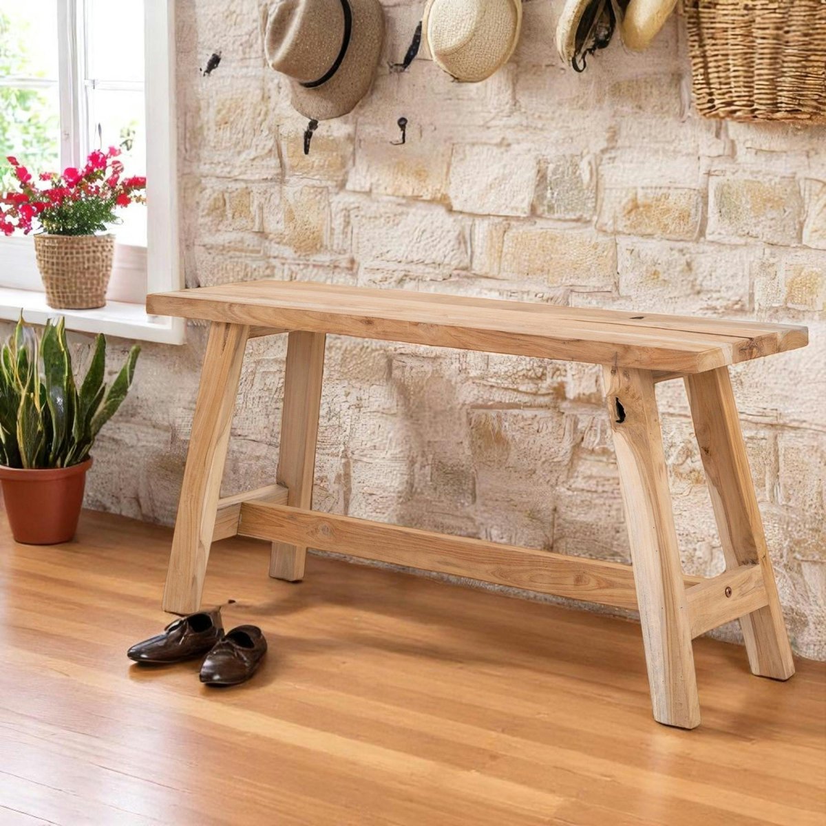 Petit banc en teck NARA bois naturel, PIER IMPORT